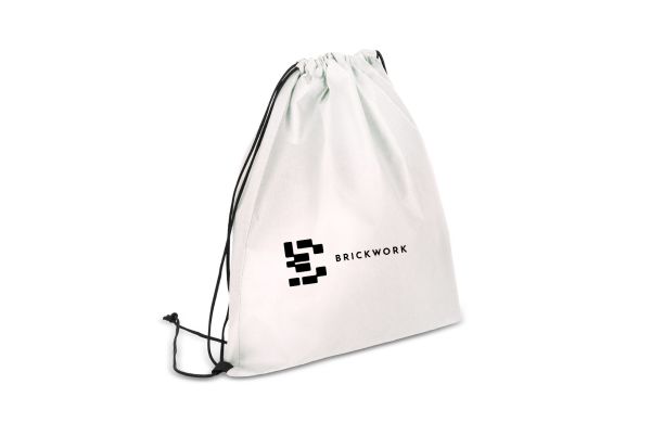 R-PET Kordelzugbeutel aus Non Woven 38 x 42cm 75g/m², weiss