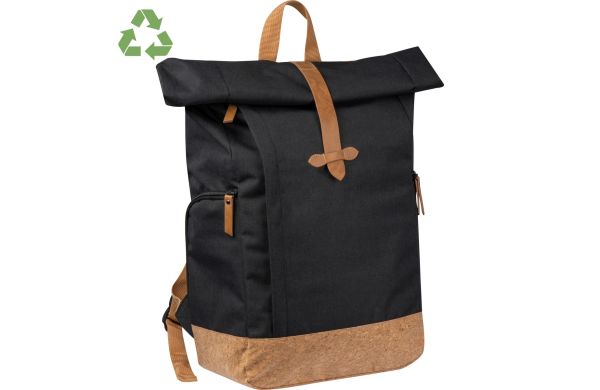 RPET Rucksack mit Korkboden - schwarz