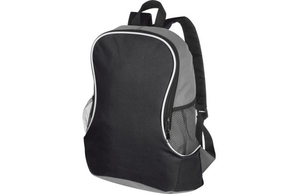 Rucksack mit Seitenfächern aus Polyester - schwarz
