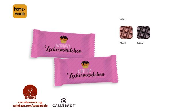 Schokolade 5 g Täfelchen, Callebaut Vollmilch, ca. 5 g, weiß