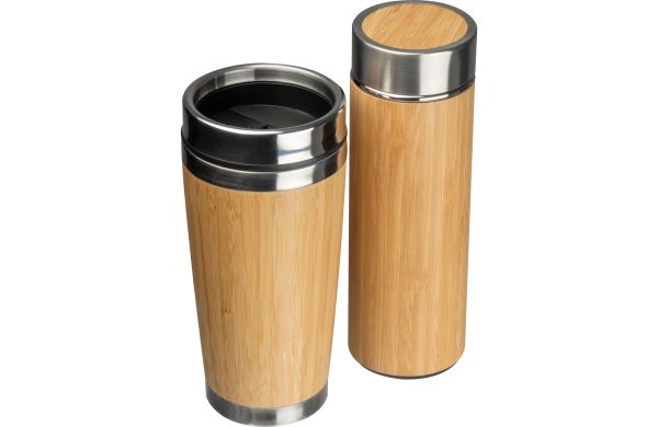Set aus Trinkbecher und Vakuum Trinkflasche - beige
