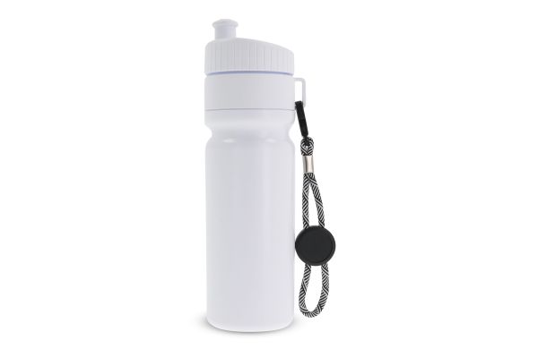 Sportflasche mit Rand und Kordel 750ml, weiss - weiss