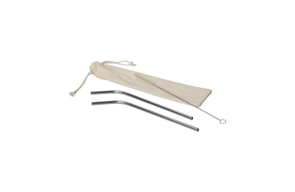 Strohhalm-Set "Steel", silber/beige