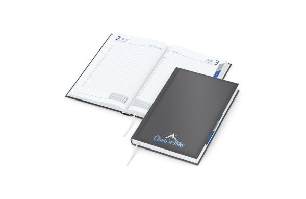 Tageskalender Manager Monatsregister Mo.–So. je 1 Seite Kunstleder-Hardcover - Siebdruck-Digital