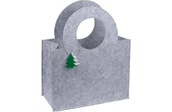 Tasche aus Filz mit Tannenbaumanhänger, grau
