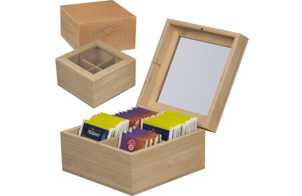 Teebox aus Bambus für 40 Teebeutel - beige
