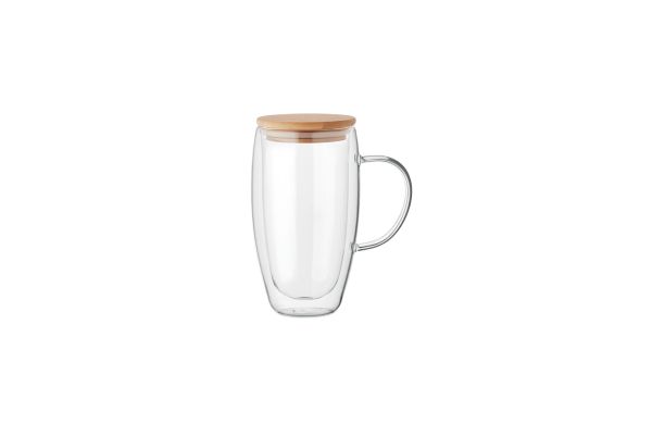 TEROL Doppelwandiger Glasbecher 450ml, transparent