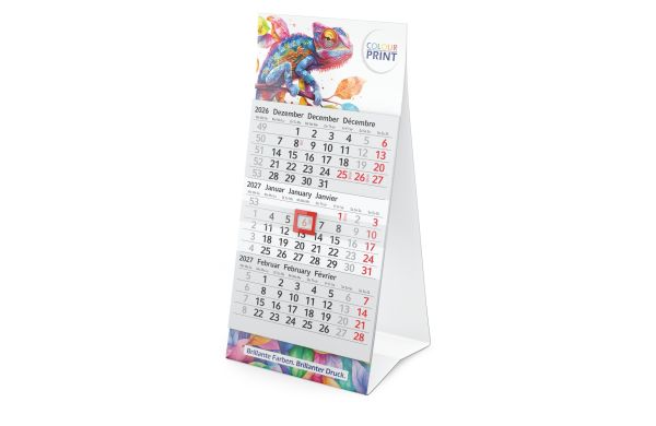 Tischkalender Mini 3 Karton-Dachaufsteller