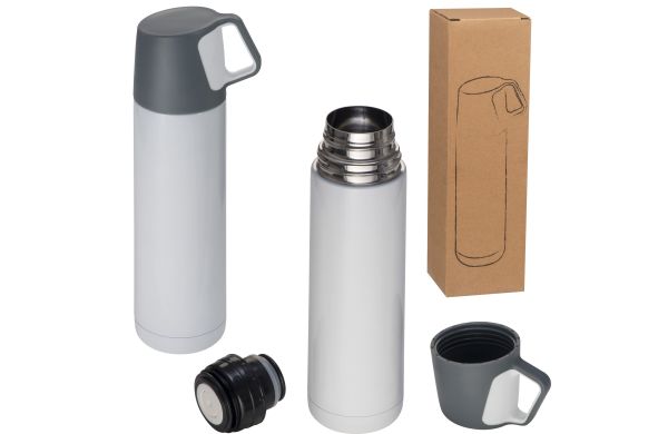 Vakuum Isolierkanne aus Edelstahl, 500ml - weiß