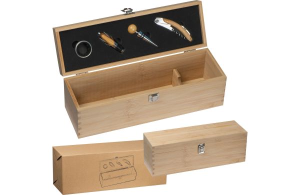 Weinbox aus Bambus - beige