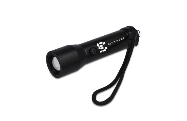 Wiederaufladbare Taschenlampe aus recyceltem Aluminium IPX4, schwarz