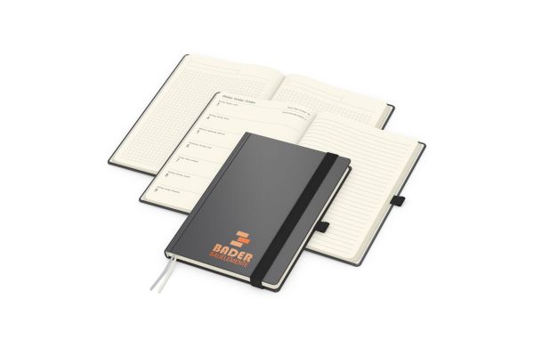 Wochenkalender links und Notizen rechts Vision-Hybrid Kunstleder-Hardcover A5 - Siebdruck-Digital