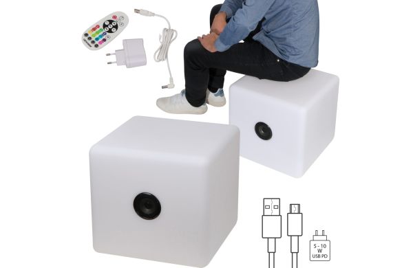 XXL Bluetooth Lautsprecher mit wechselnder LED-Beleuchtung, 2200 mAh - weiß