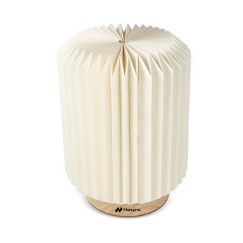 Coollux faltbare Papier LED-Lampe Aurora auf Holzsockel, 22cm