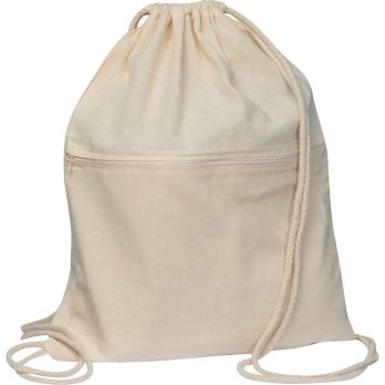 Oeko-Tex Sportgymbag 140g/m² aus Baumwolle mit Vorfach