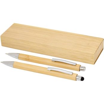 Oblys Kugelschreiber und Druckbleistiftset aus Bambus (schwarze Mine)