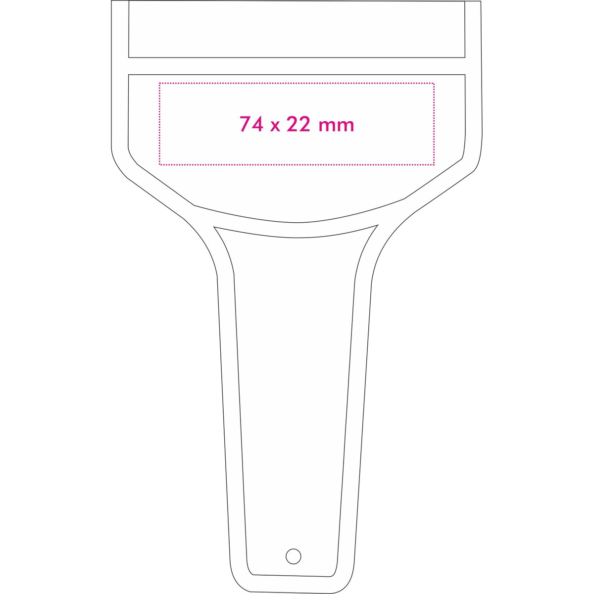 Vorderseite oben (7,4 x 2,2 cm)