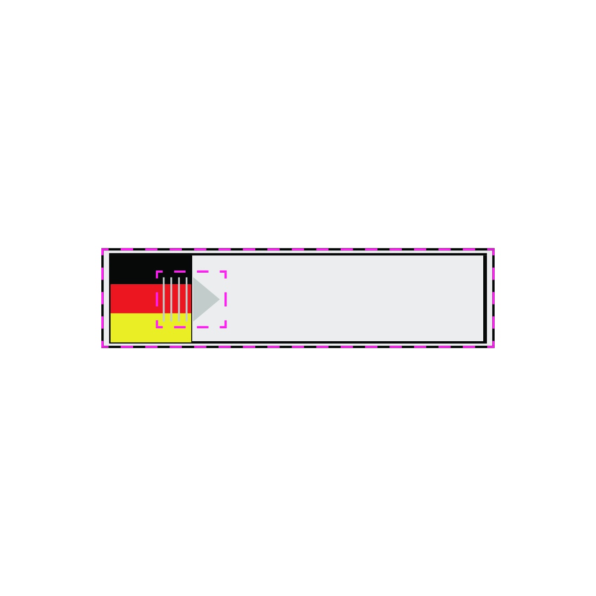 mittig auf Deckel (17 x 67 mm)
