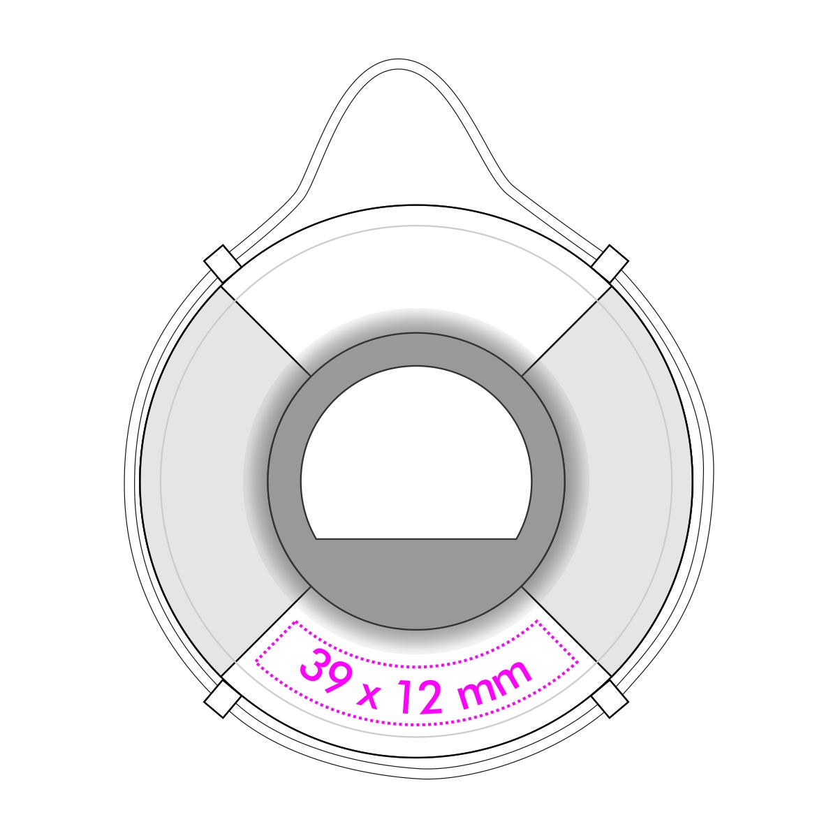 Rückseite unten (3,9 x 1,2 cm)