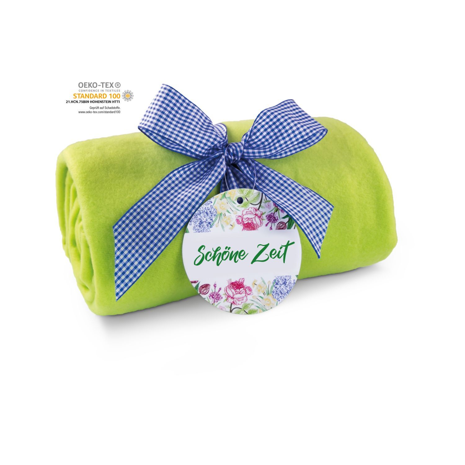 Werbeanbringung durch Hangtag (ca, Ø 9,5 cm)