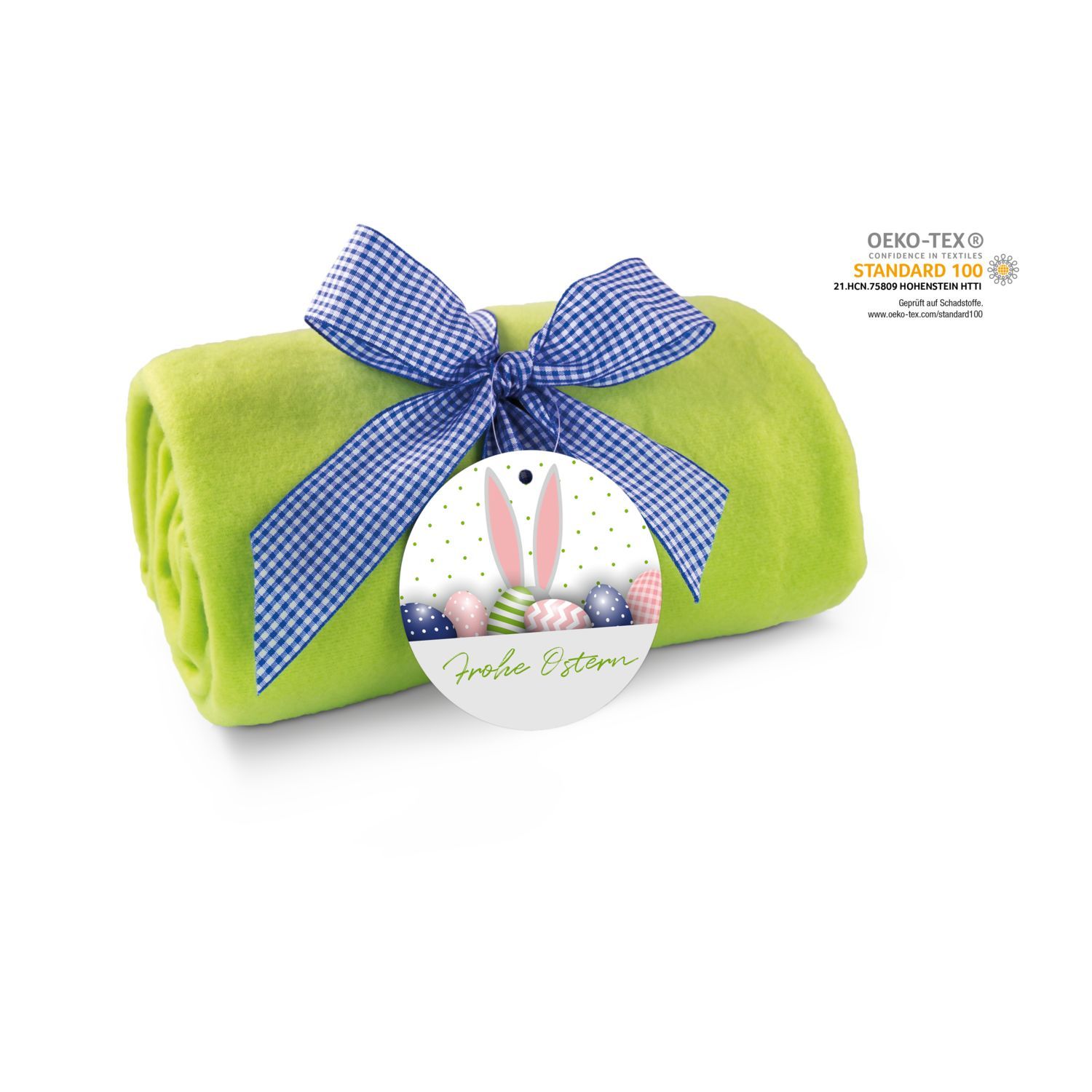 Werbeanbringung durch Hangtag (ca, Ø 9,5 cm)