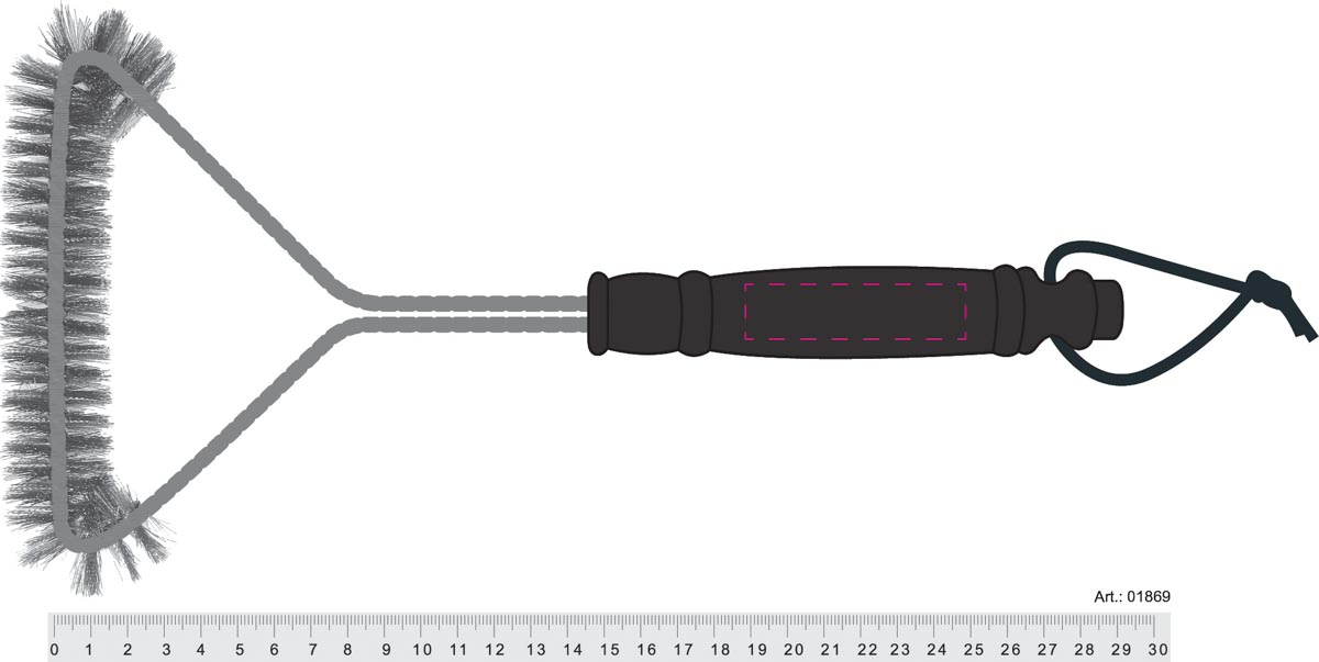 mittig auf Griff (6x1,5 cm)