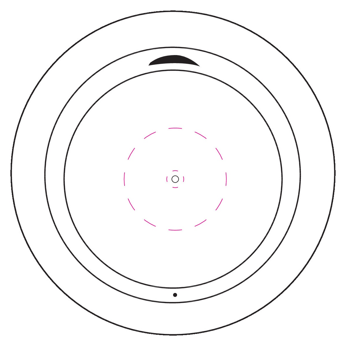 in Deckel (Anspritzpunkt 5mm ausgespart!) (⌀ 30 mm)