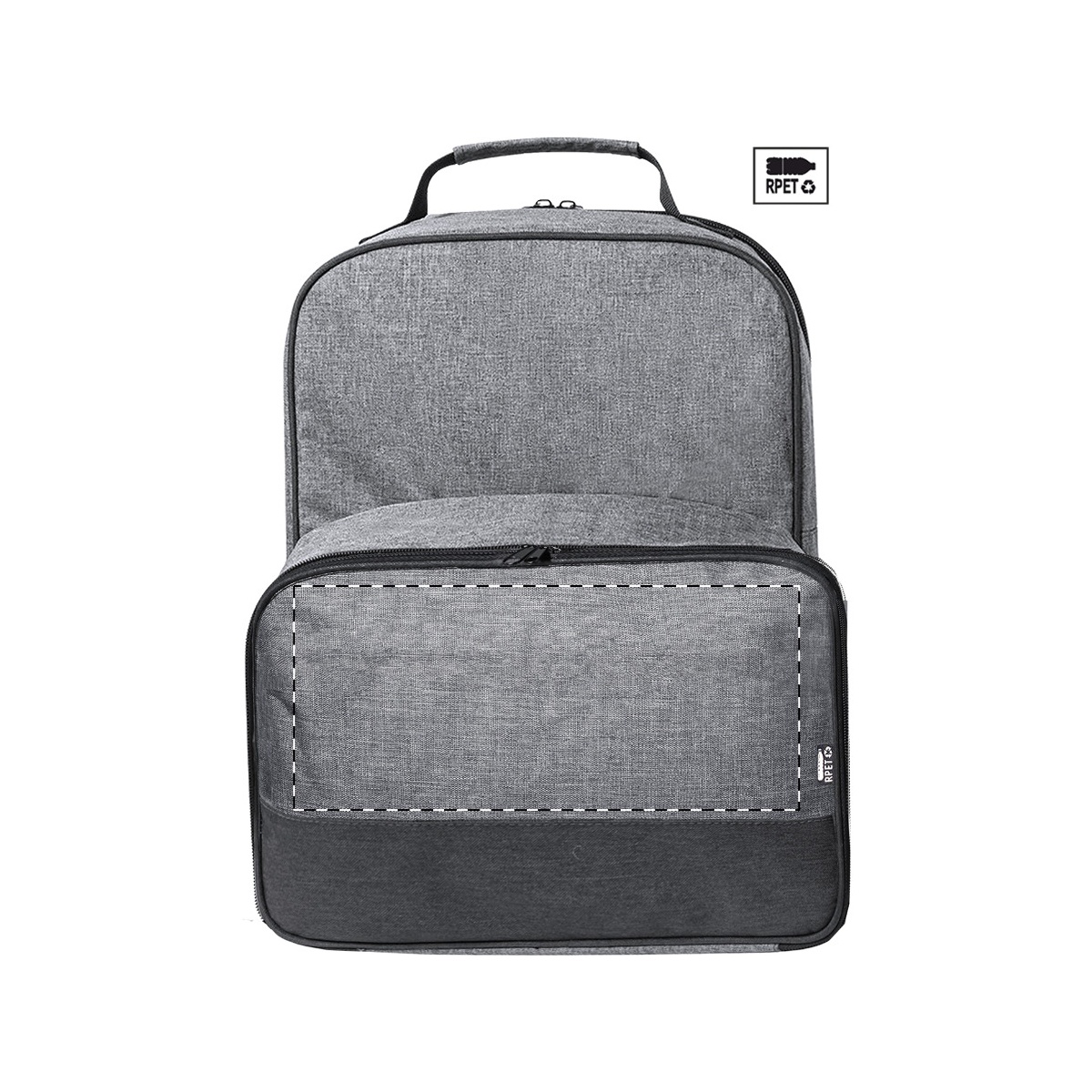 Vorderseite - unterhalb Reißverschluss (18 x 10 cm)