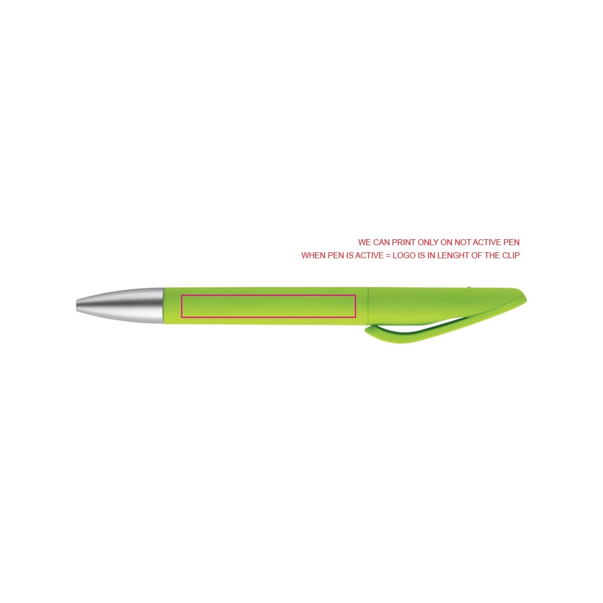 in Verlängerung vom Clip, wenn Schreibpunkt aktiv ist (6 x 55 mm)