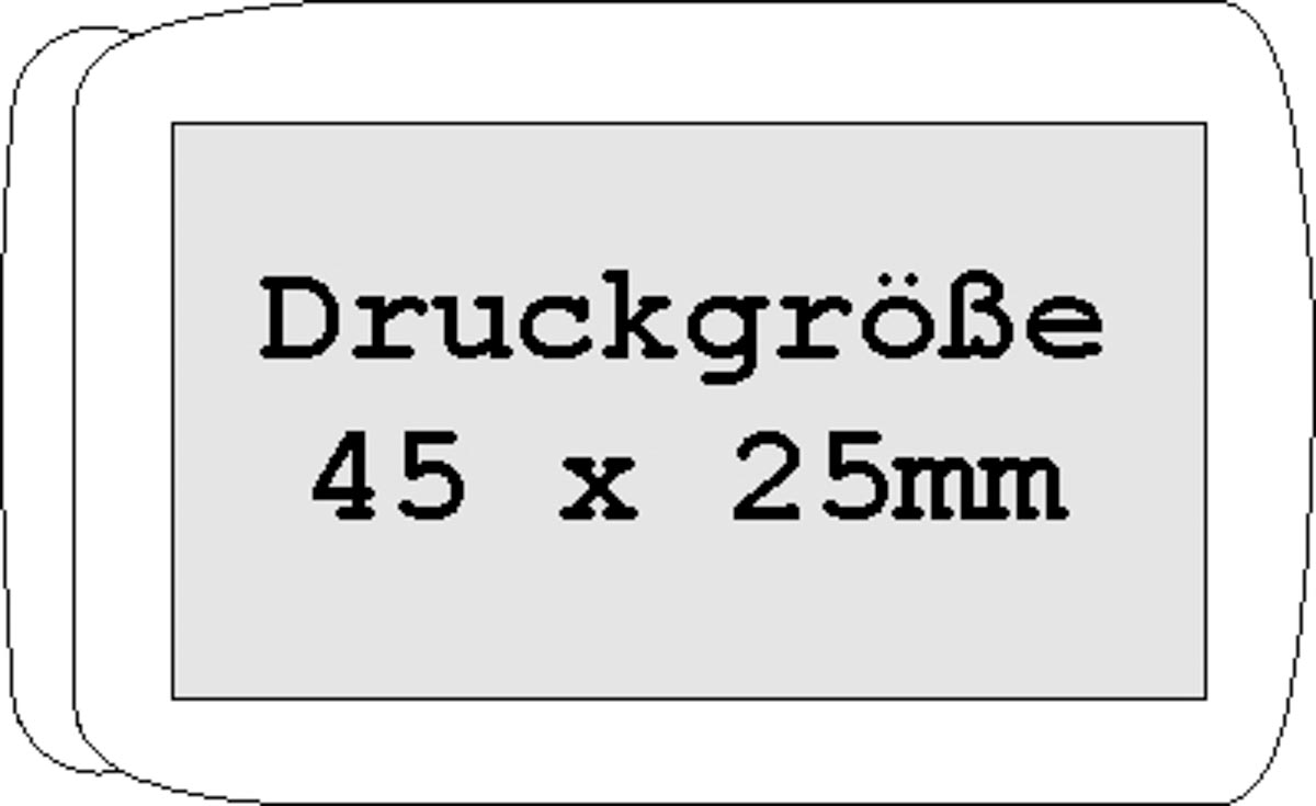 mittig Rückseite (4,5x2,5 cm)
