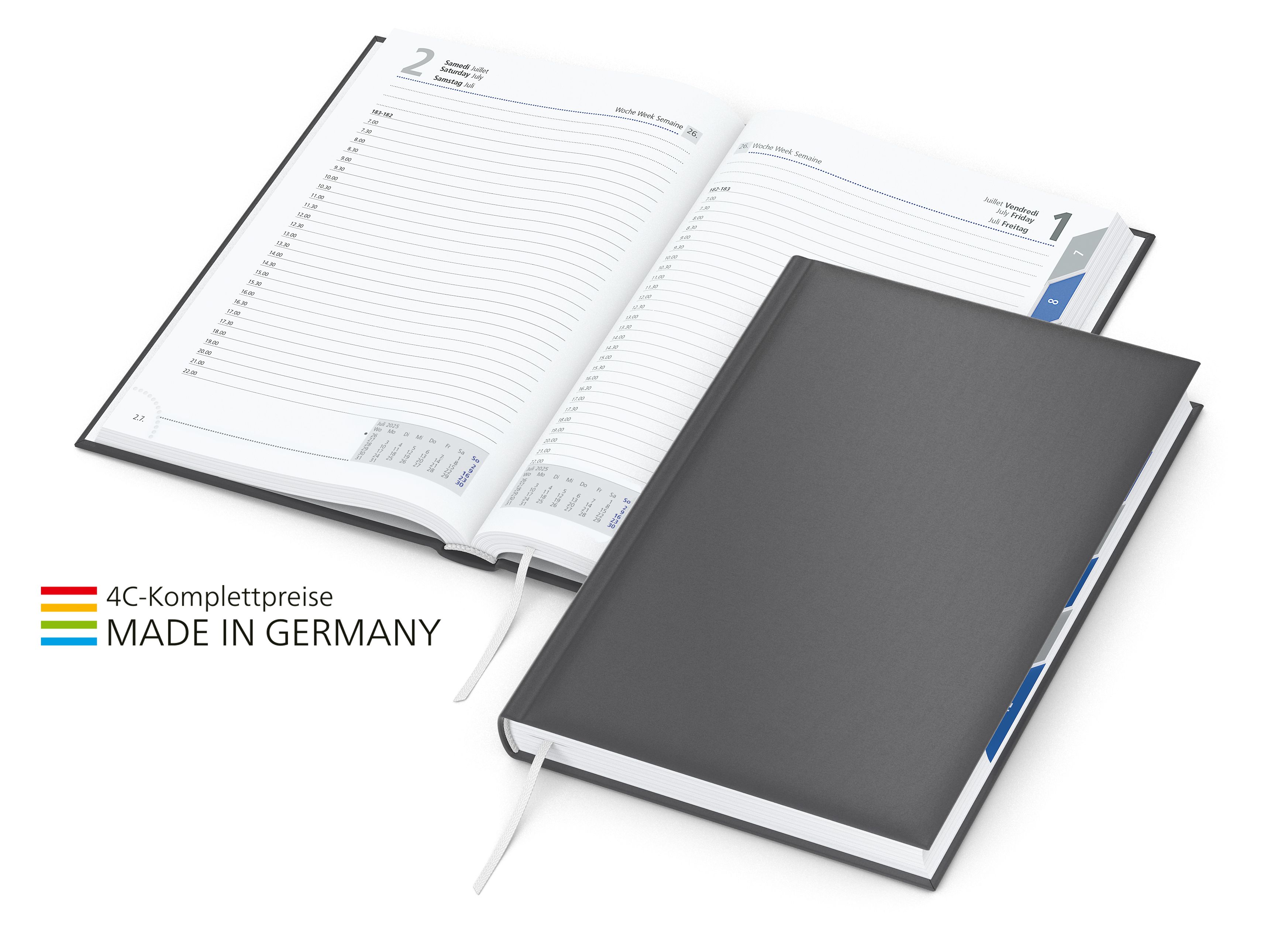 auf dem Vorderdeckel,unten mittig (10,0 x 5,0 cm)