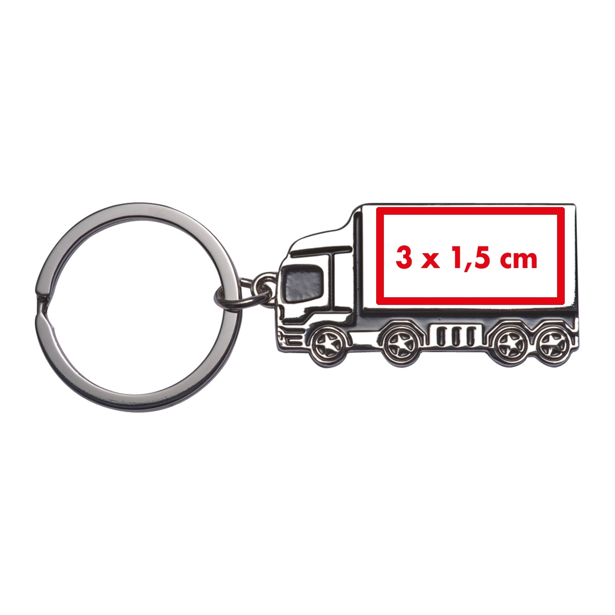 Auf der Vorderseite (3 x 1,5 cm)