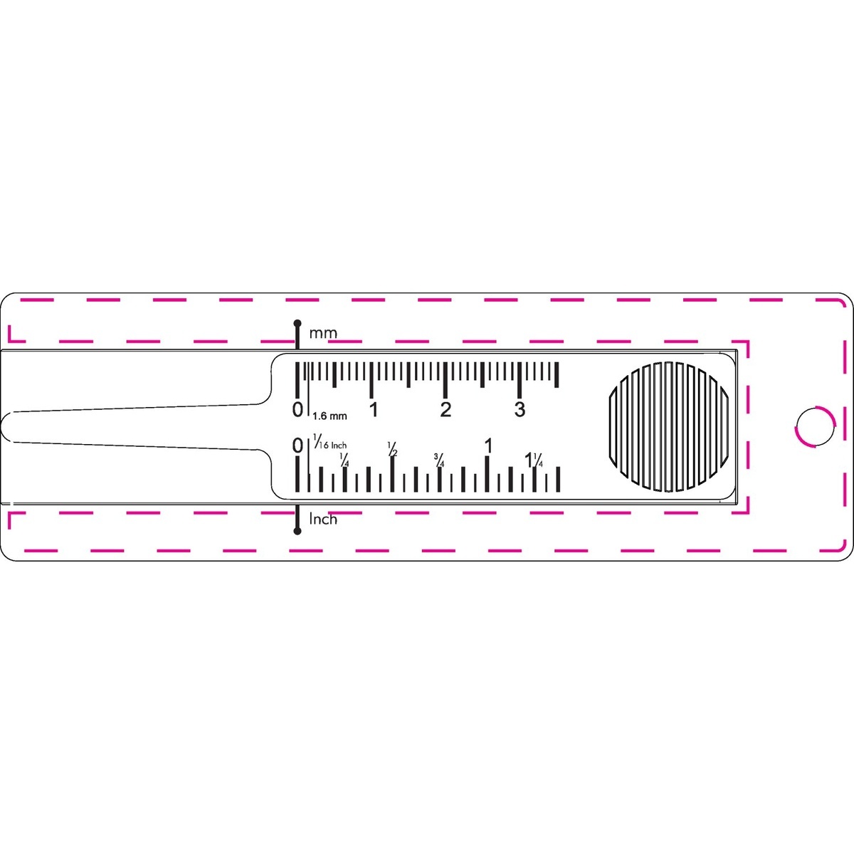 mittig auf die Vorderseite (30 x 102 mm)