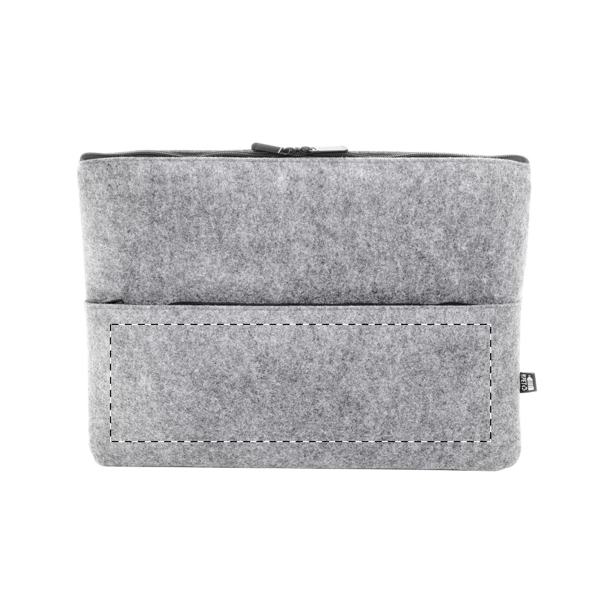 Vorderseite - unterhalb Reißverschluss (19 x 9 cm)