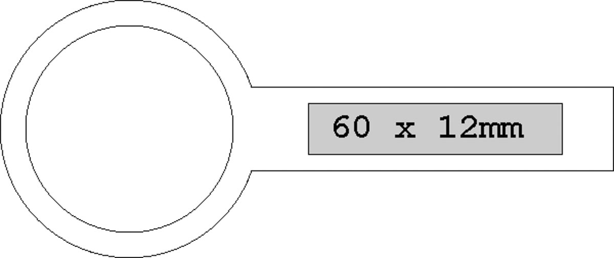 mittig auf Griff (6x1,2 cm)
