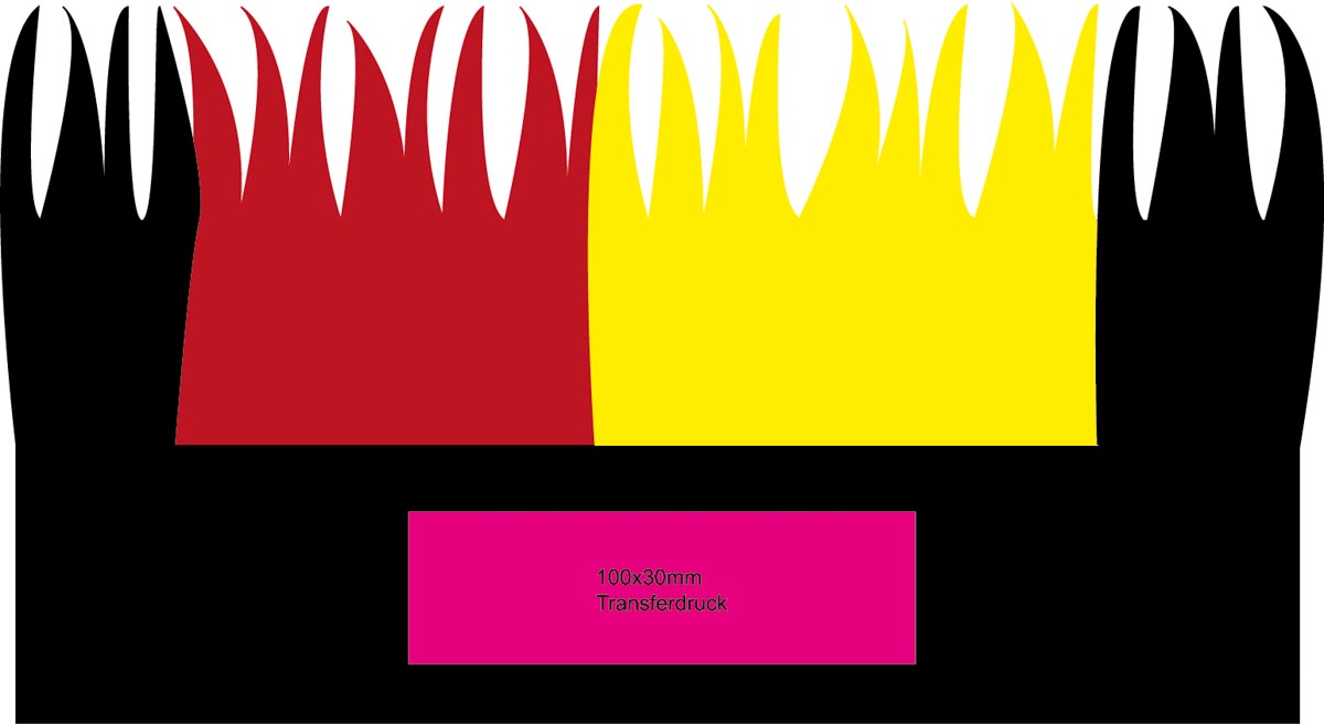 Mittig auf Stirnband (3x10 cm)