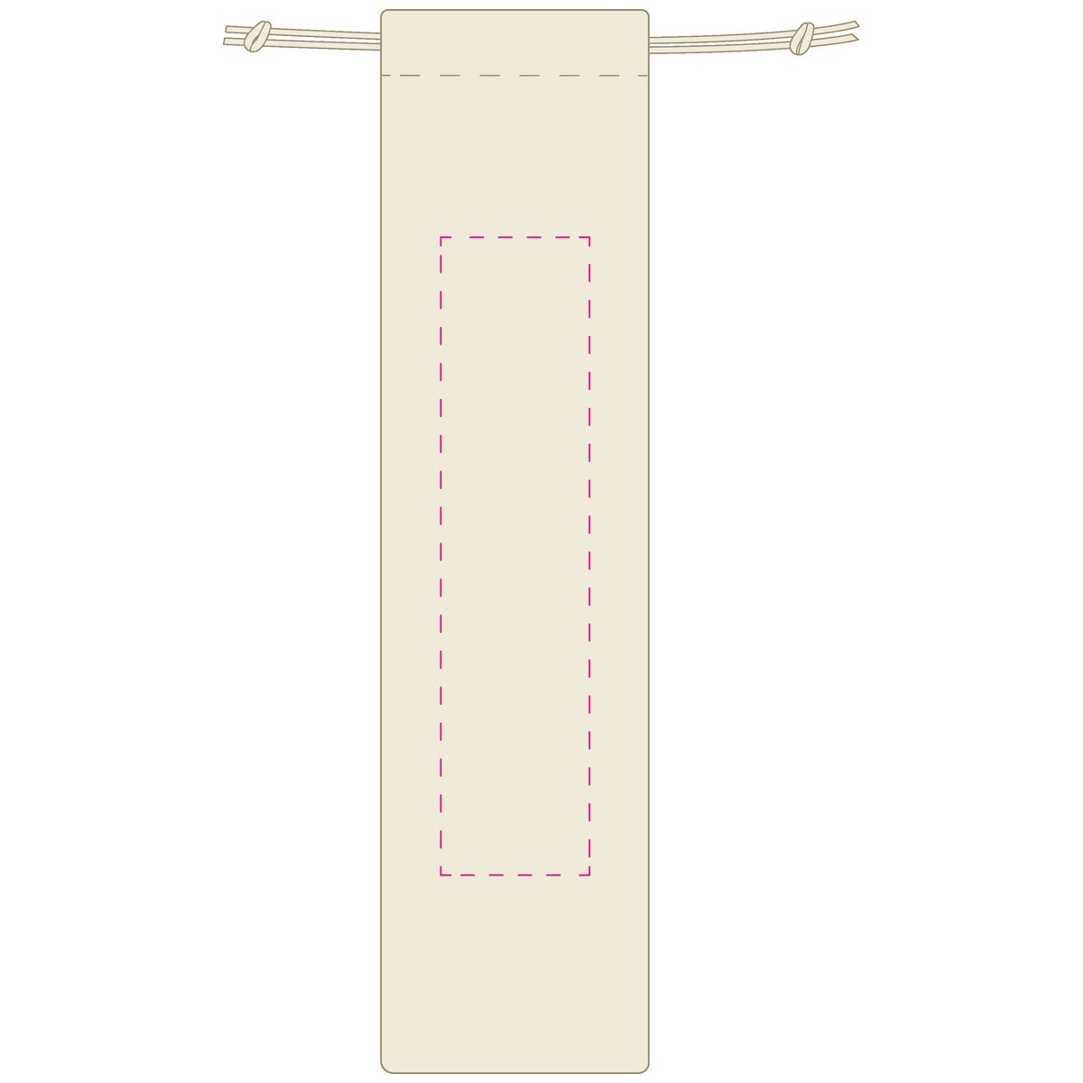 mittig auf Beutel (150 x 35 mm)