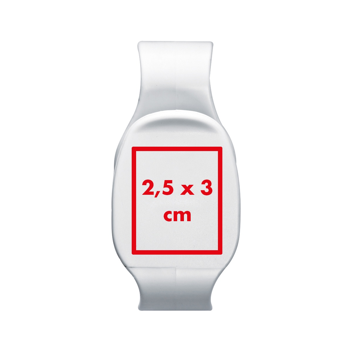 Auf der Vorderseite (2,5 x 3 cm)