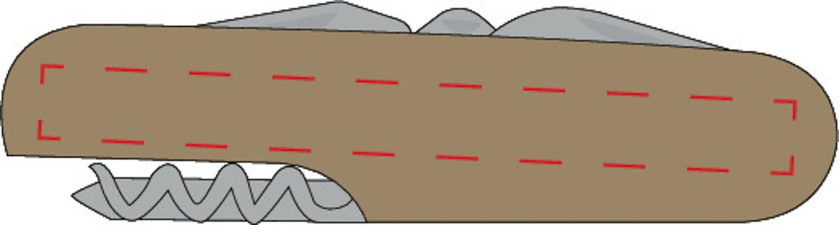 Korkenzieherseite mittig (8x0,8 cm)