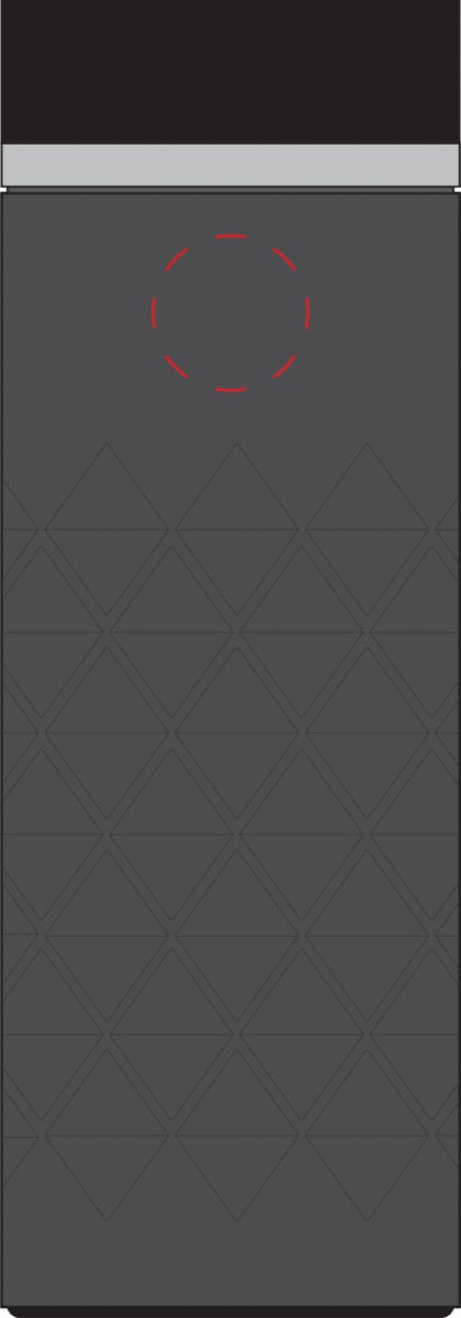 mittig unter Trinköffnung (Ø 2,5 cm)