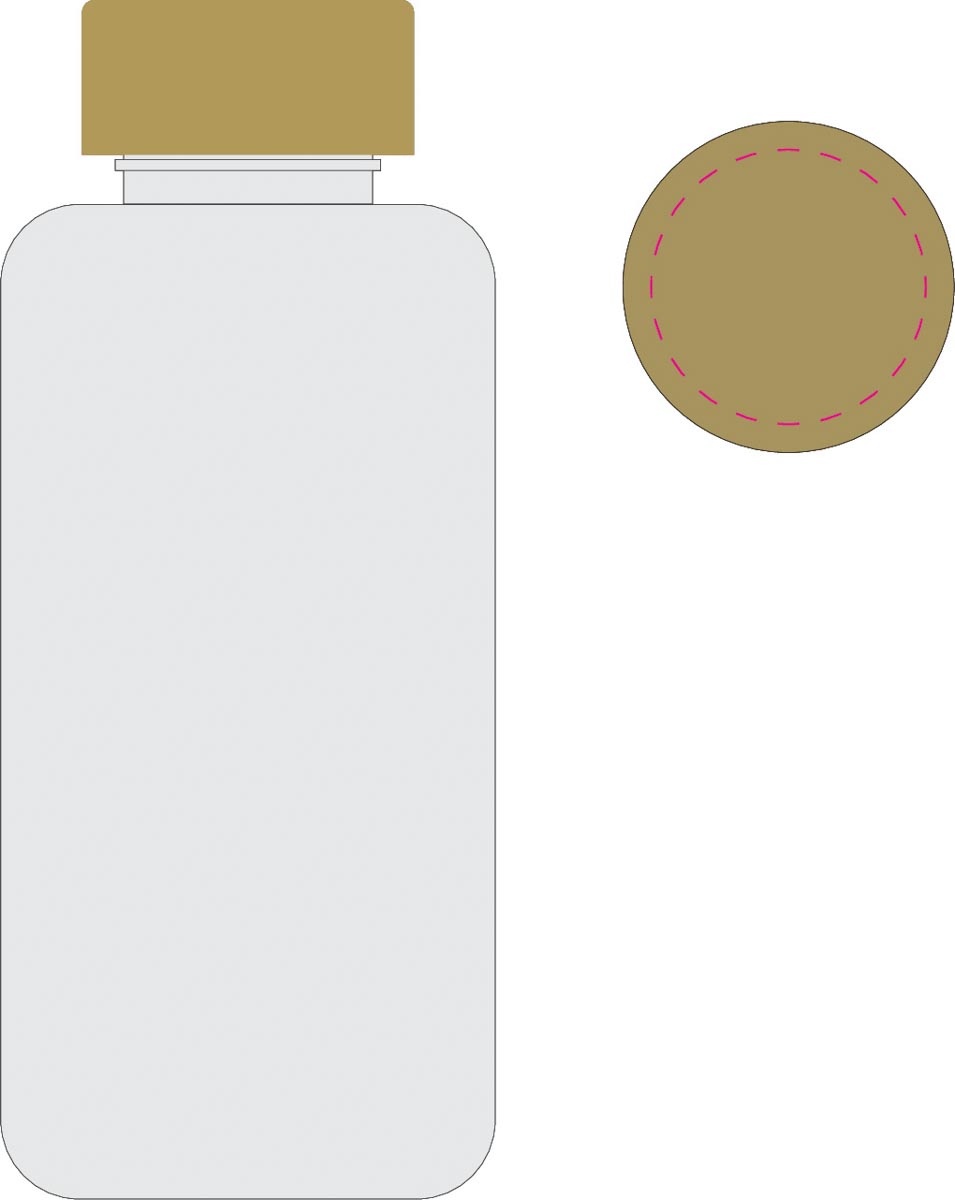 mittig auf Deckel (Ø 5 cm)