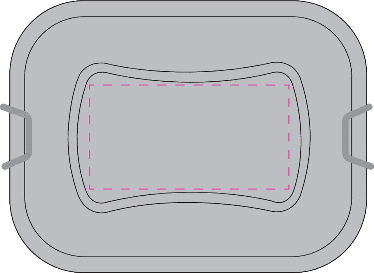 mittig auf Deckel (9,4x4,9 cm)