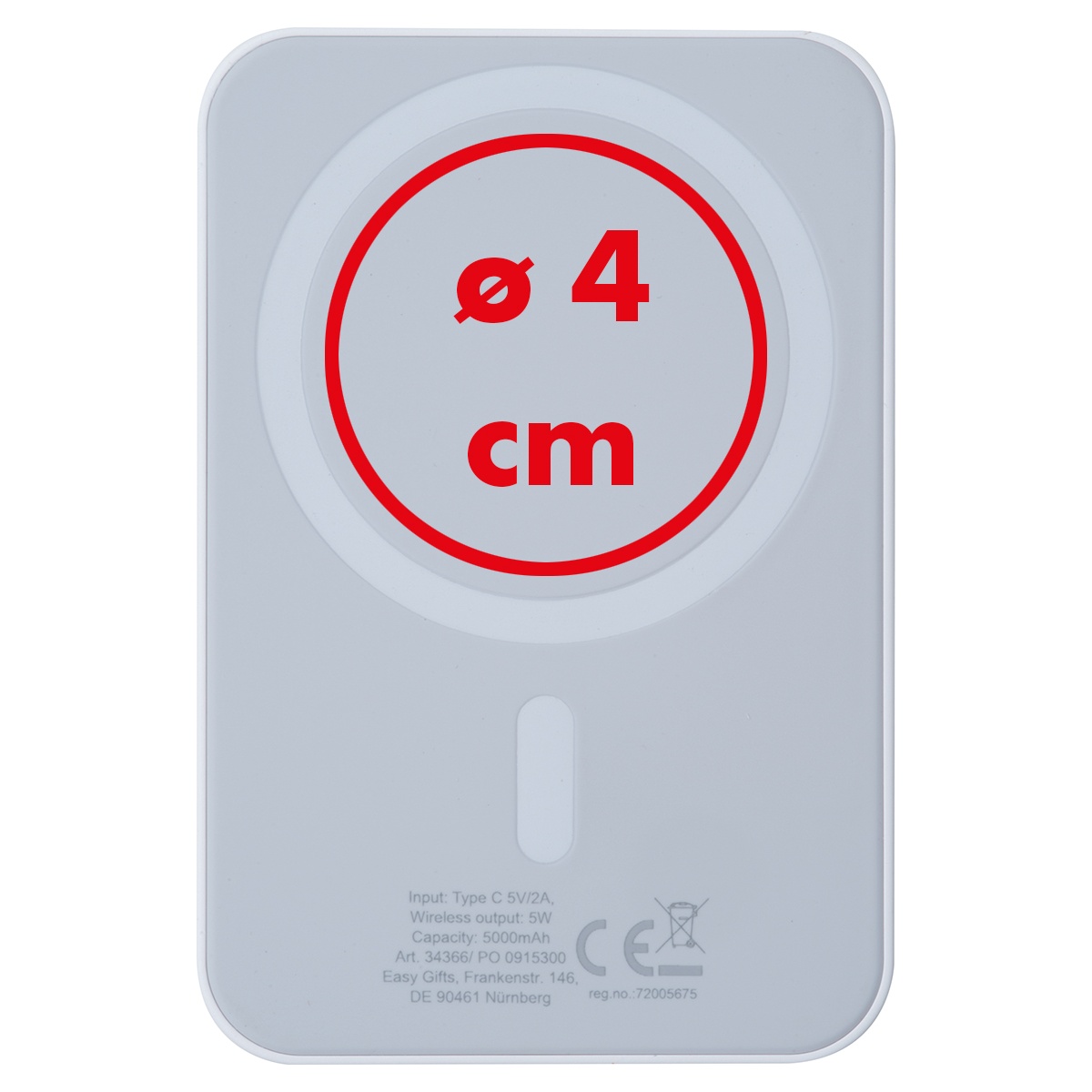 Im unteren Bereich (⌀ 4 cm)
